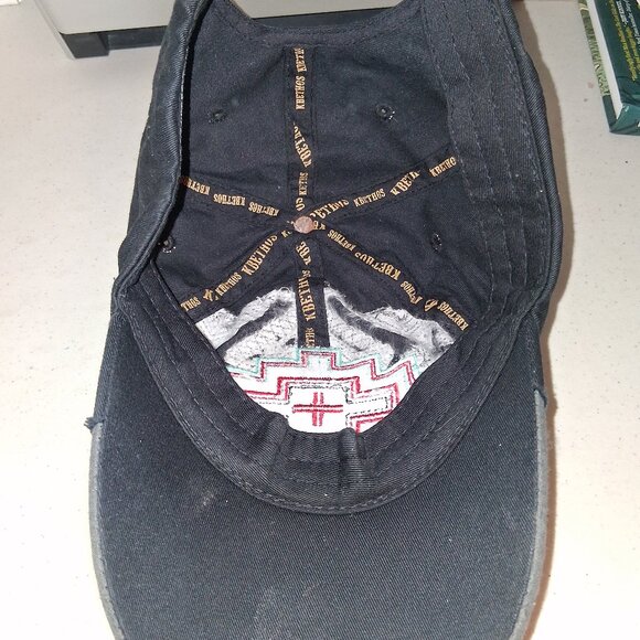 Cap Aztec Embroidered Southwest Style Black Strap back distressed Kbethos - Picture 3 of 3